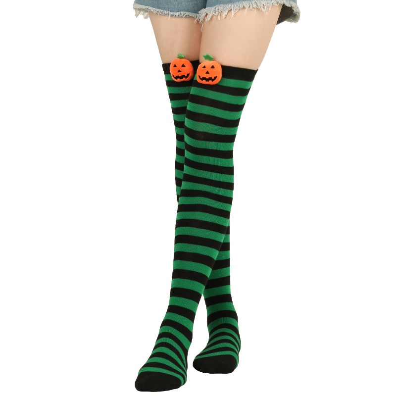 XIXI Tất Dài Qua Gối Họa Tiết Bí Ngô 3D Dễ Thương Hóa Trang Halloween