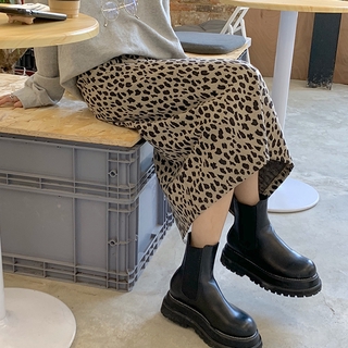 Chân Váy Lưng Cao Xẻ Tà Họa Tiết Da Báo Thời Trang Mùa Thu Cho Nữ