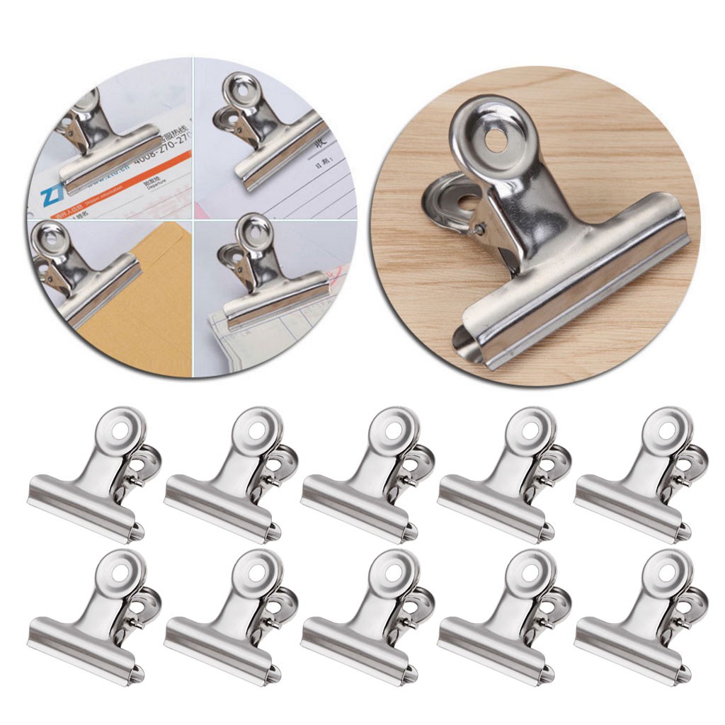 kiss**10Pcs Metal Bulldog Grip Clip Food Sealer Bag Clamp Paper Document Ticket Binder