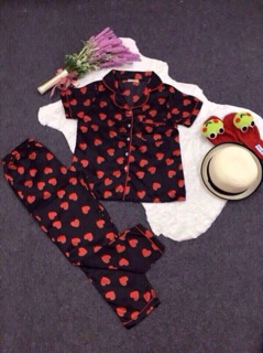Pijama phi dài trái tim