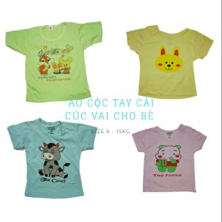 Áo cộc tay cài cúc vai cho bé size 6-15kg