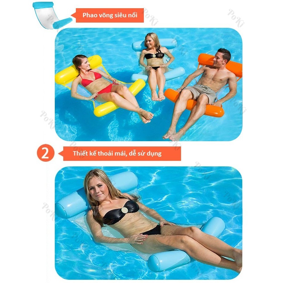 Phao bơi VÕNG NƯỚC 130x73cm, bơm hơi gấp gọn cao cấp | BigBuy360 - bigbuy360.vn