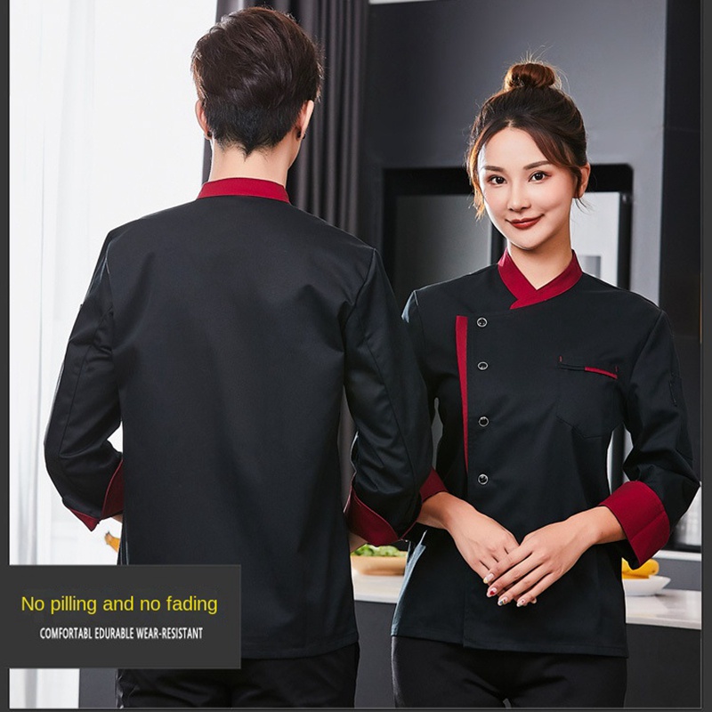 Đồng Phục Đầu Bếp Khách Sạn Dài Tay Vải cotton Cho Nam Nữ