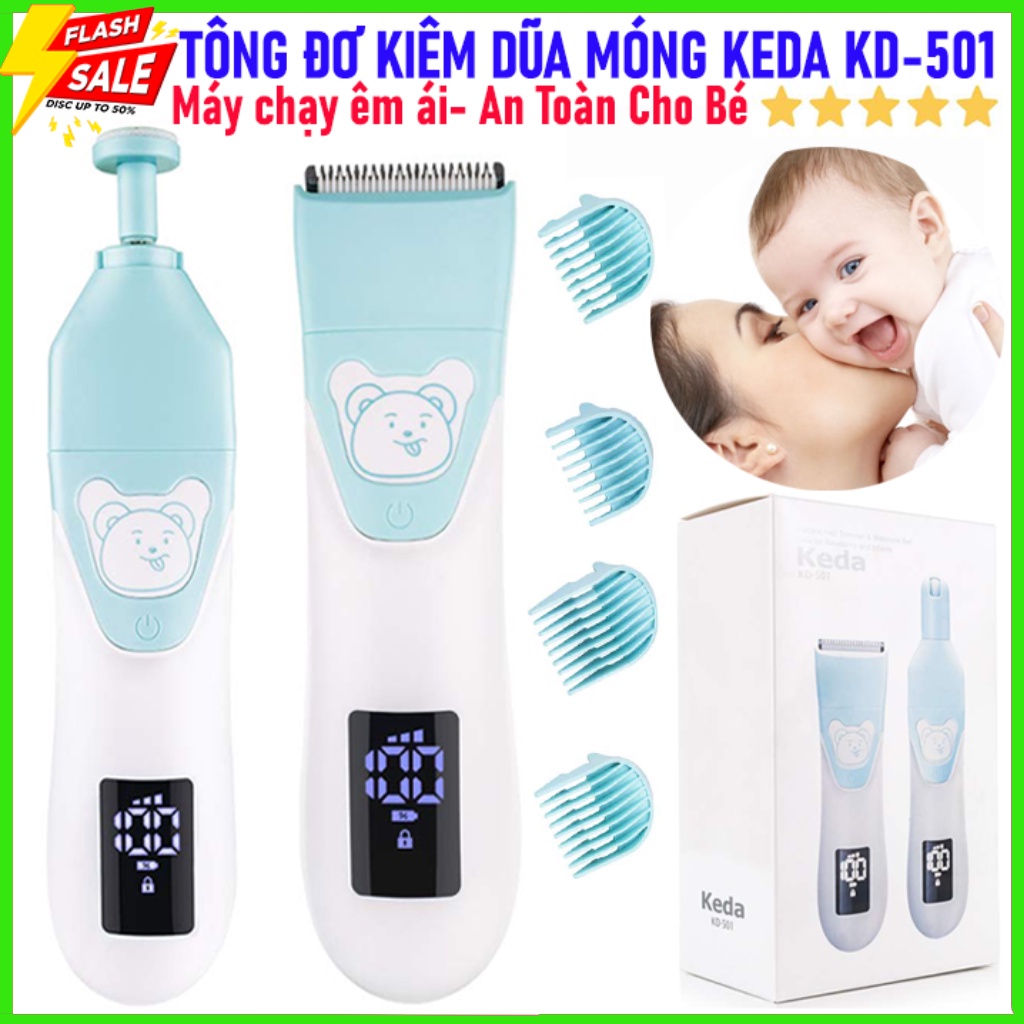 Máy Hớt Tóc, Tăng Đơ,Tông Đơ Cắt Tóc Cho Bé KEDA 501 Chính Hãng Siêu Êm Tặng Kèm Full Phụ Kiện