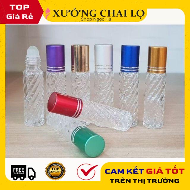 Lọ Chiết Nước Hoa ❤ GIÁ RẺ NHẤT ❤ Lọ chiết nước hoa bi lăn xoắn 10ml đựng dầu thơm, dầu dừa, mỹ phẩm, phụ kiện du lịch