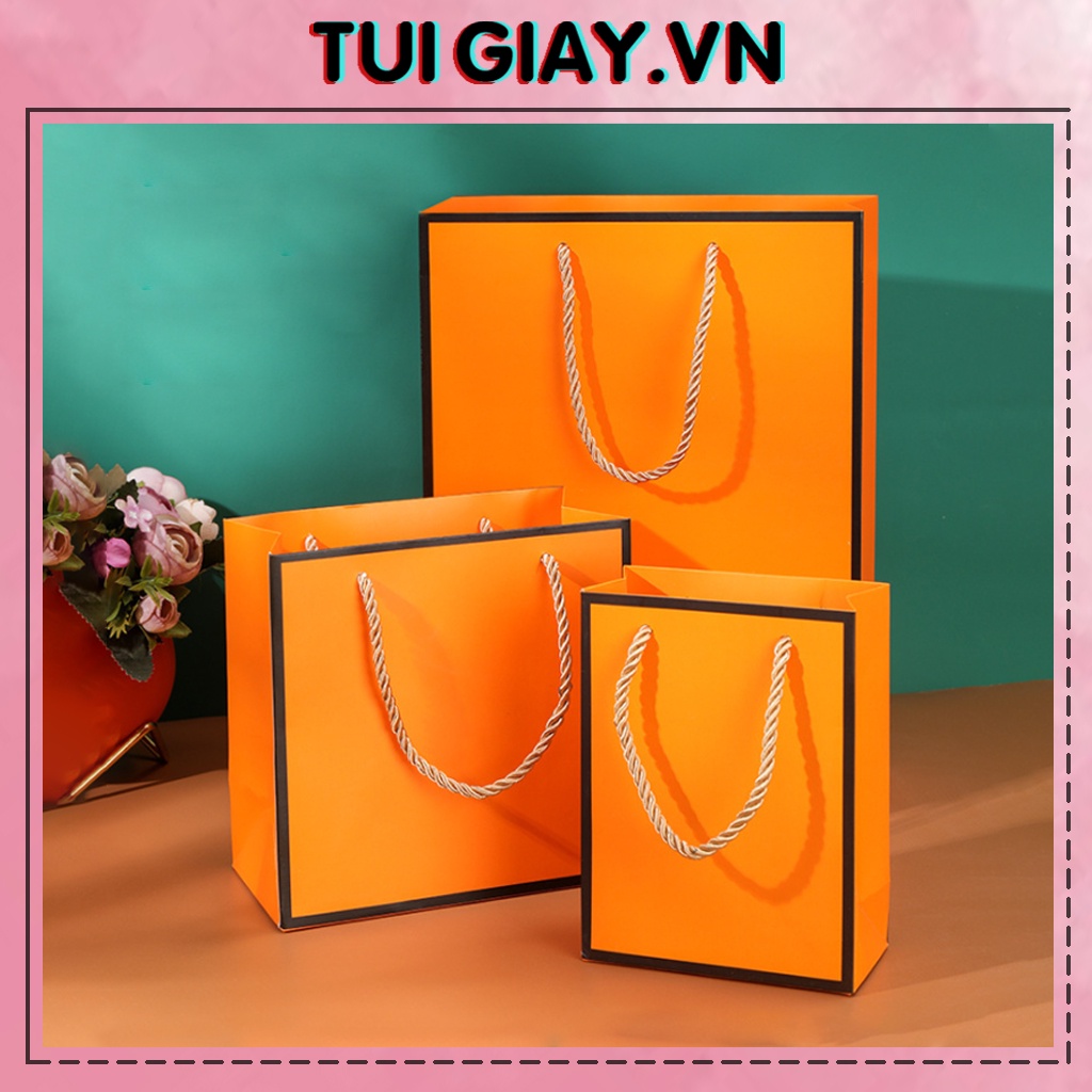 Túi giấy đựng quà cao cấp, bìa cứng viền đen bóng đẹp sang trọng [NHIỀU SIZE, ẢNH THẬT]