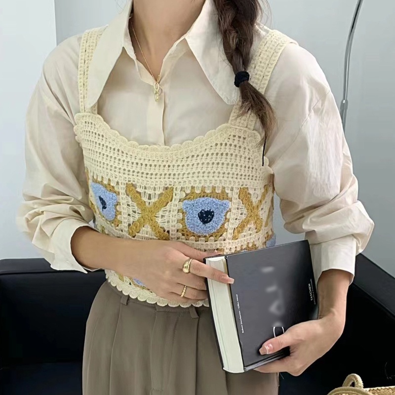 Áo Crop Top Không Tay Đan Dây Chéo Phong Cách Vintage Thời Trang Mùa Hè Dành Cho Nữ