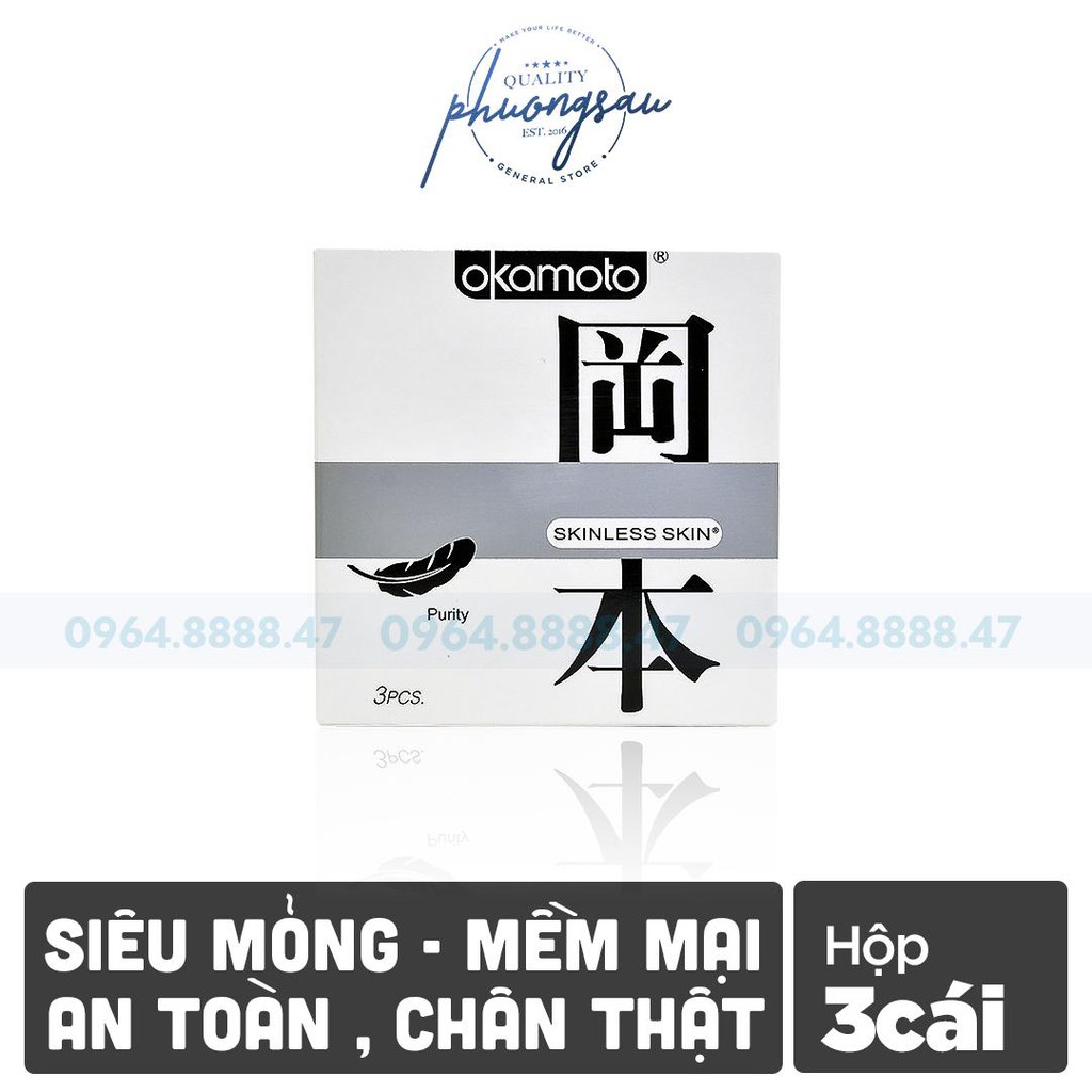 [SIÊU MỎNG-CHÂN THẬT] BAO CAO SU SIÊU MỎNG OKAMOTO CHÍNH HÃNG NHẬT BẢN, Hộp 3 cái (Đảm bảo giấu tên sản phẩm)