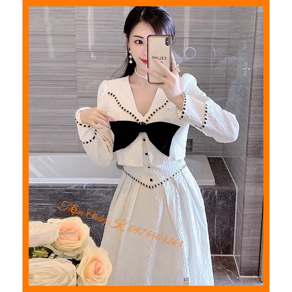ORDER♥️Set Váy,Đầm Trắng+Áo Khoác(ảnh thật)Size S->XL