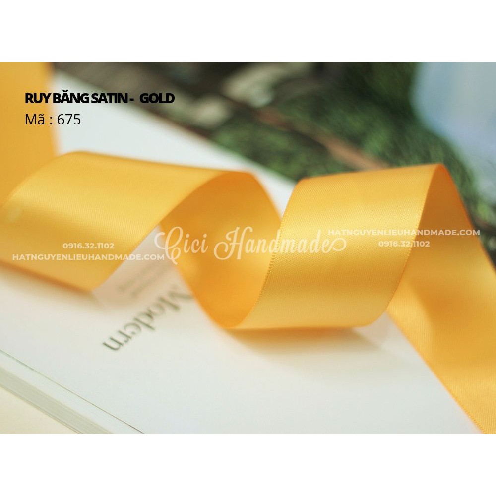 Cuộn 5M Ruy băng Satin 2 mặt màu cam, vàng - link 5/9 Cici Handmade ruyban gấm hoa lụa ruyban ribbon satin