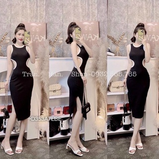 Đầm maxi thun nữ ,váy body sọc ba lỗ ,đầm sát nách khoét eo dáng dài xẻ tà,thun cao cấp dày dặn ôm body