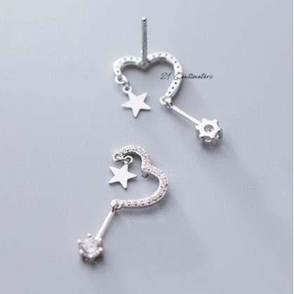 Bông tai bạc Tiệm bạc 21 Centimeters Heart star