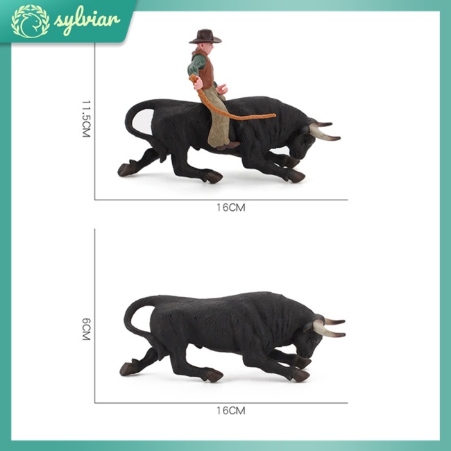 Bộ Mô Hình Đồ Chơi Bò Tót Bằng Nhựa Màu Đen Cho Bé