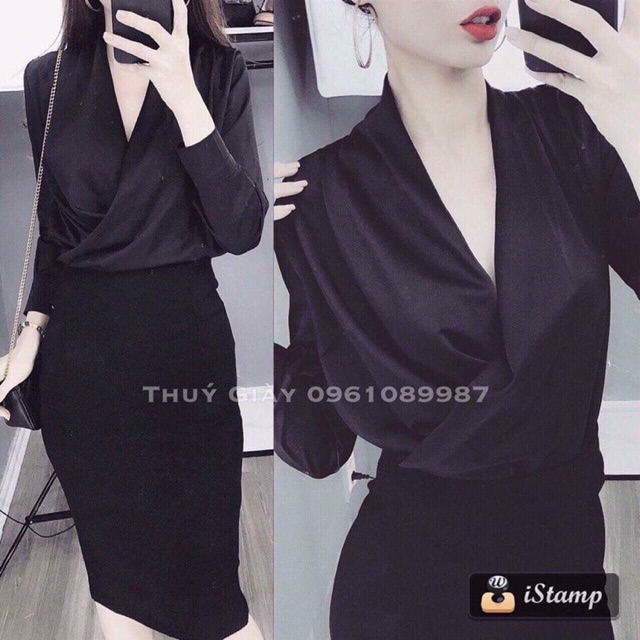 Áo somi vạt chéo, áo somi lụa không nhăn