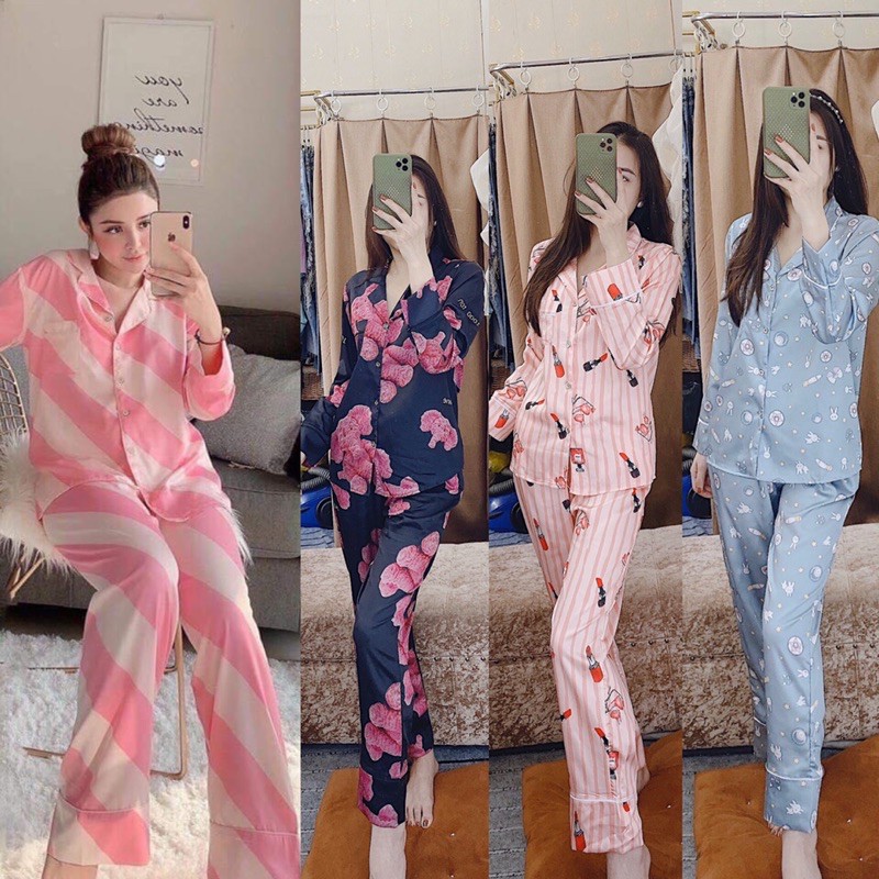 Bộ lụa satin dài tay hình hot nhất | BigBuy360 - bigbuy360.vn