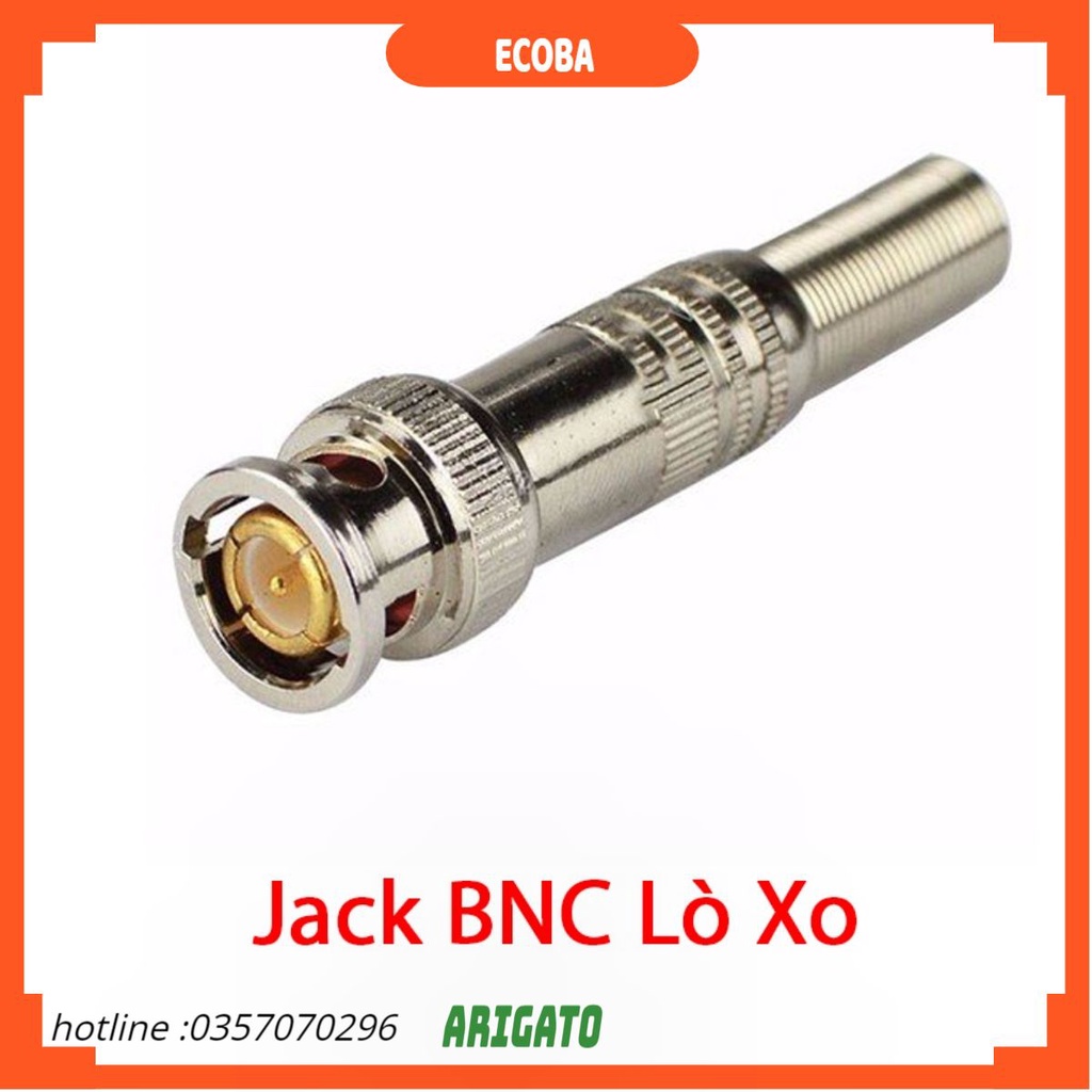 Jack BNC xịn đầu đồng lò xo cho dây tín hiệu đồng trục camera , 1 túi 5 cái  ECOBA