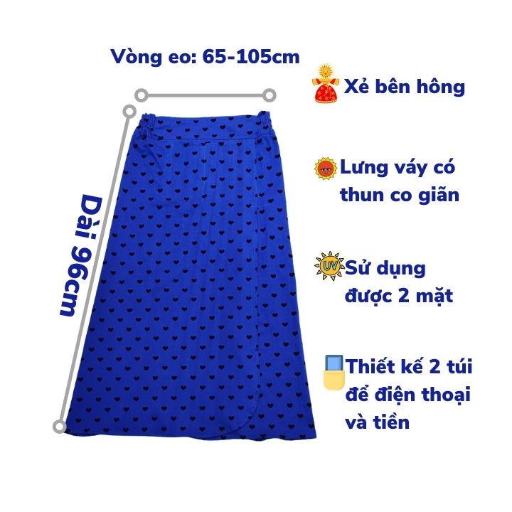 Váy chống nắng xẻ tà big size từ 40-75kg - 2 lớp chống tia uv cho xe số và xe tay ga - chất liệu kaki co giãn.
