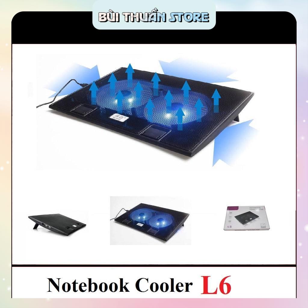 Đế Tản Nhiệt Laptop COOLING PAD L6 Siêu Mát 2 Quạt Cổng USB Dùng Cho Laptop