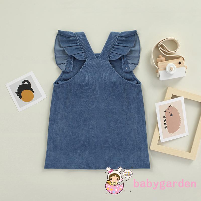 Đầm cổ vuông màu sắc đơn giản có túi dành cho bé gái 6 tháng - 3 tuổi