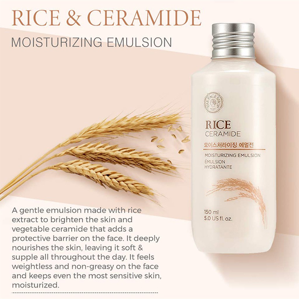 SỮA DƯỠNG GẠO LÀM SÁNG DA RICE CERAMIDE MOISTURIZING EMULSION THE FACE SHOP 150ML