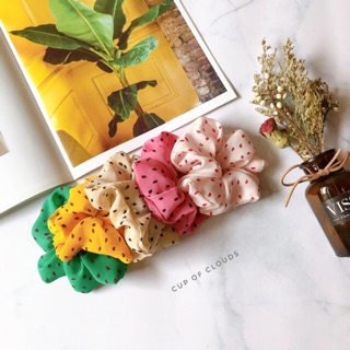 Buộc tóc vải nhún Scrunchies chấm nhỏ
