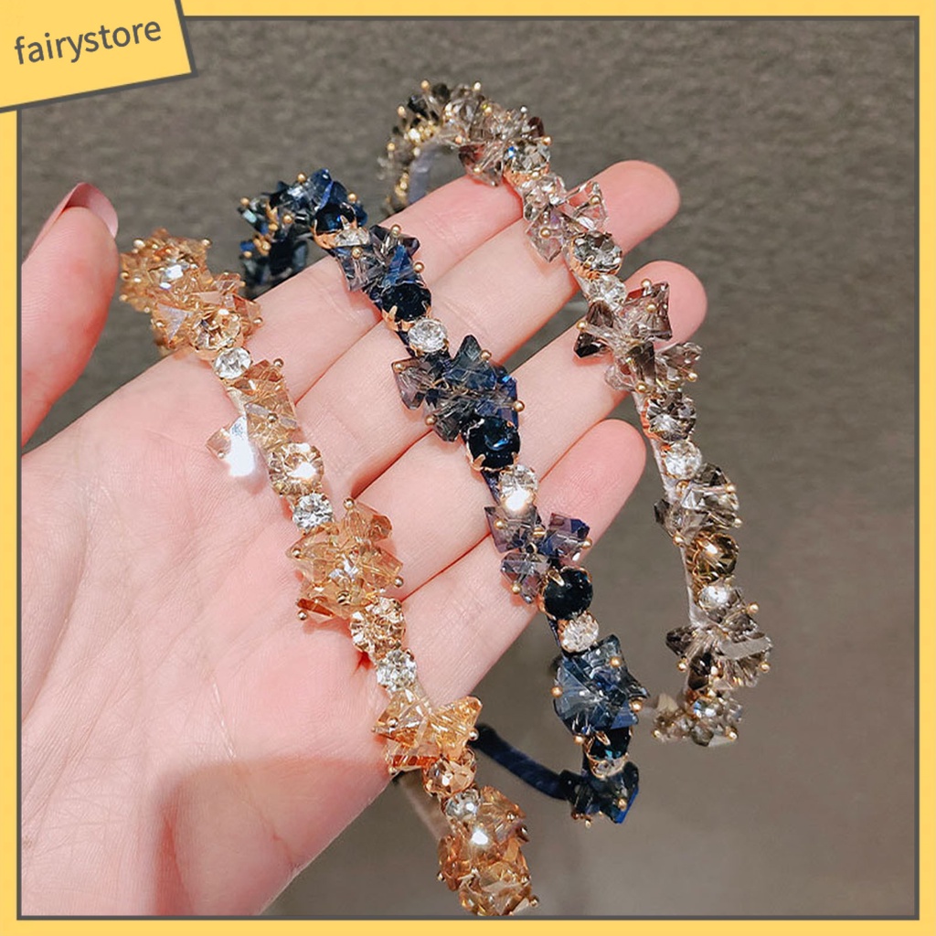 Băng Đô Cài Tóc Đính Pha Lê Giả Lấp Lánh Nhiều Màu Sắc Chống Trượt Có Thể Tái Sử Dụng