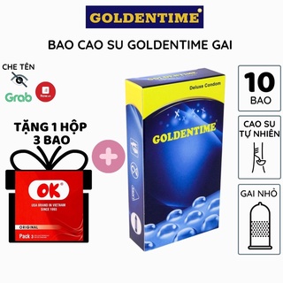 Bao cao su GOLDENTIME GAI hộp 10 bao xanh tăng khoái cảm gân gai kéo dài thời gian