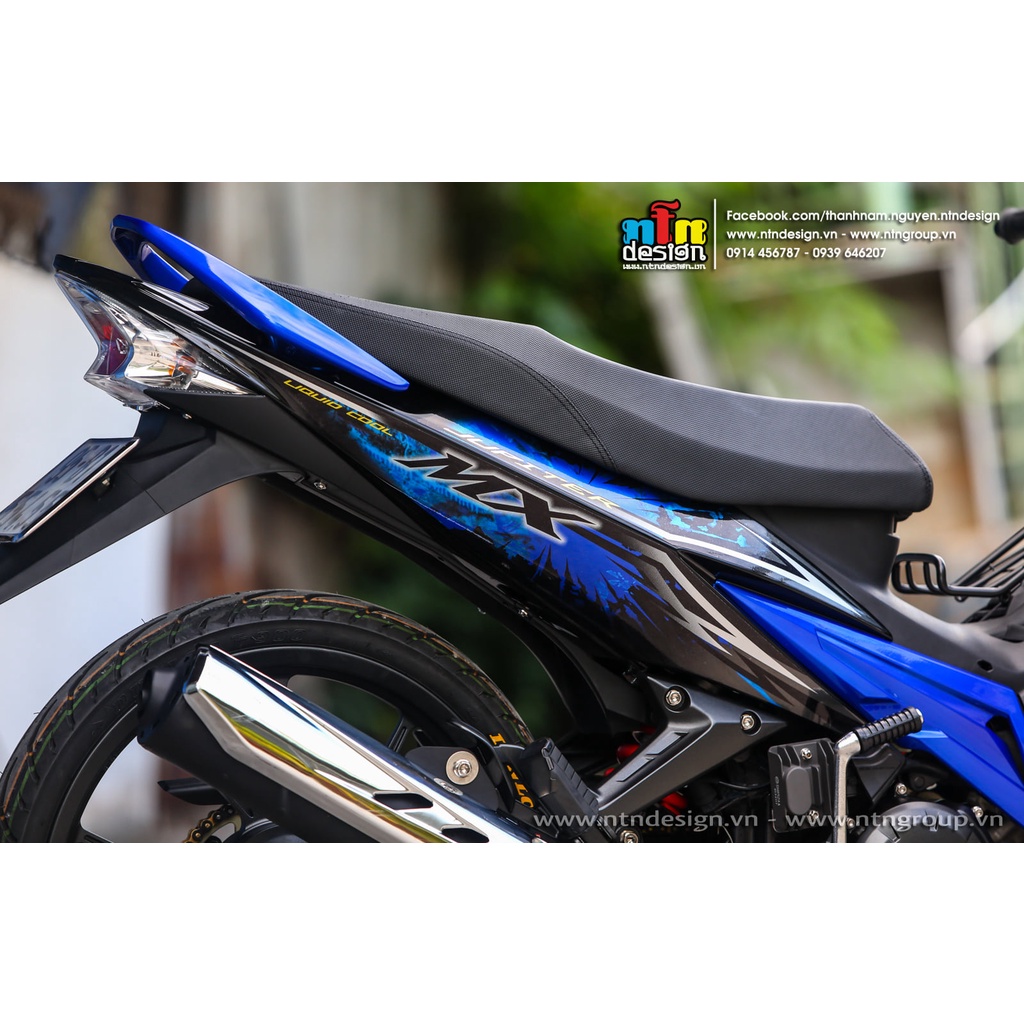 Tem Rời Dán Xe Exciter 2009 Mẫu Xanh Đen Chữ Jupiter MX Cực Chất, Hàng 3 Lớp Chất Lượng Cao
