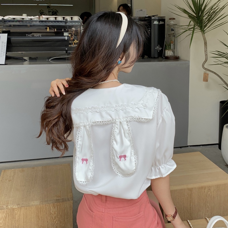 SUXI Áo Sơ Mi Ngắn Tay Cổ Búp Bê Màu Sắc Đơn Giản Thời Trang Mùa Hè Cho Nữ