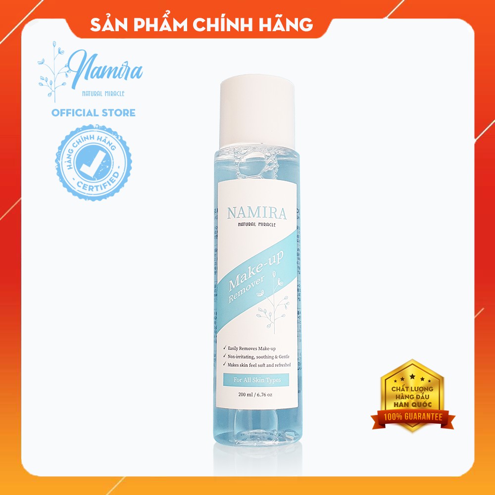 Nước Tẩy Trang Dưỡng Ẩm Namira Makeup Remover – Dạng Nước, Không Cồn, Làm Sạch Sâu 200ml