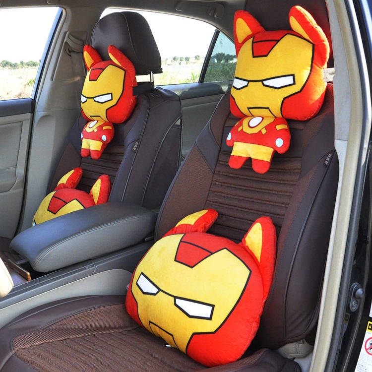 Gối cổ tựa đầu ghế xe hơi họa tiết hoạt hình nhóm siêu anh hùng Marvel
