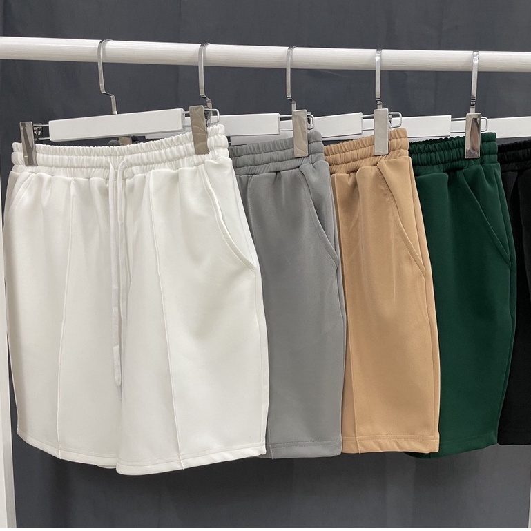 Quần Short Thun Trơn Poly Ống Suông Nam Nữ Unisex Chất Dày Mịn Không xù
