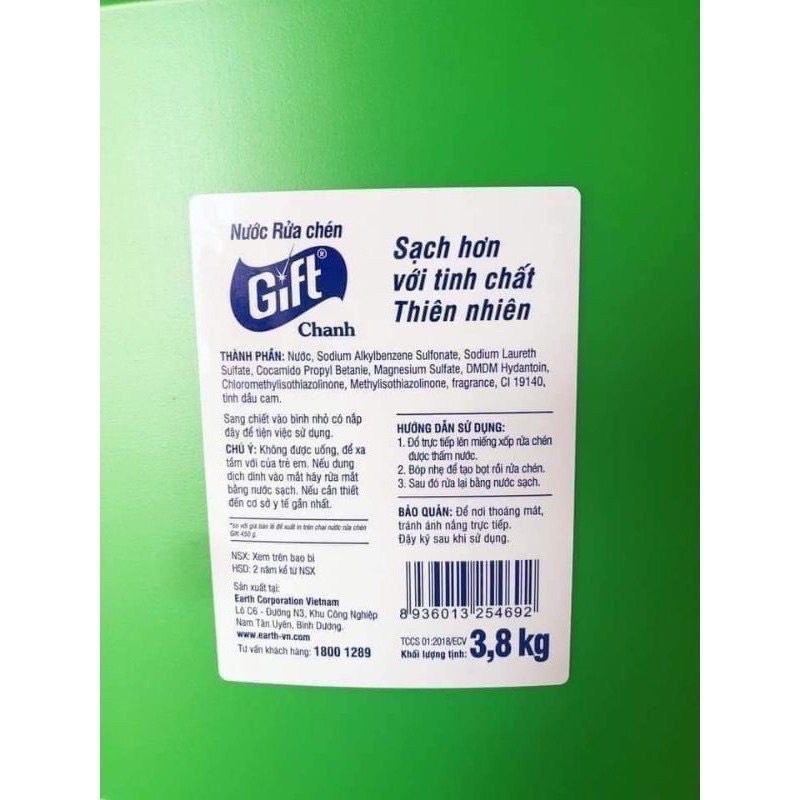 Nước rửa chén Gift can 3.8kg - 4L