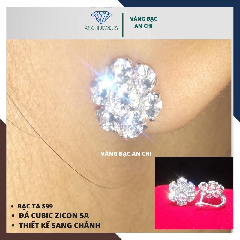 Bông tai hoa đá , chuẩn bạc ta sáng lấp lánh - Anchi jewelry