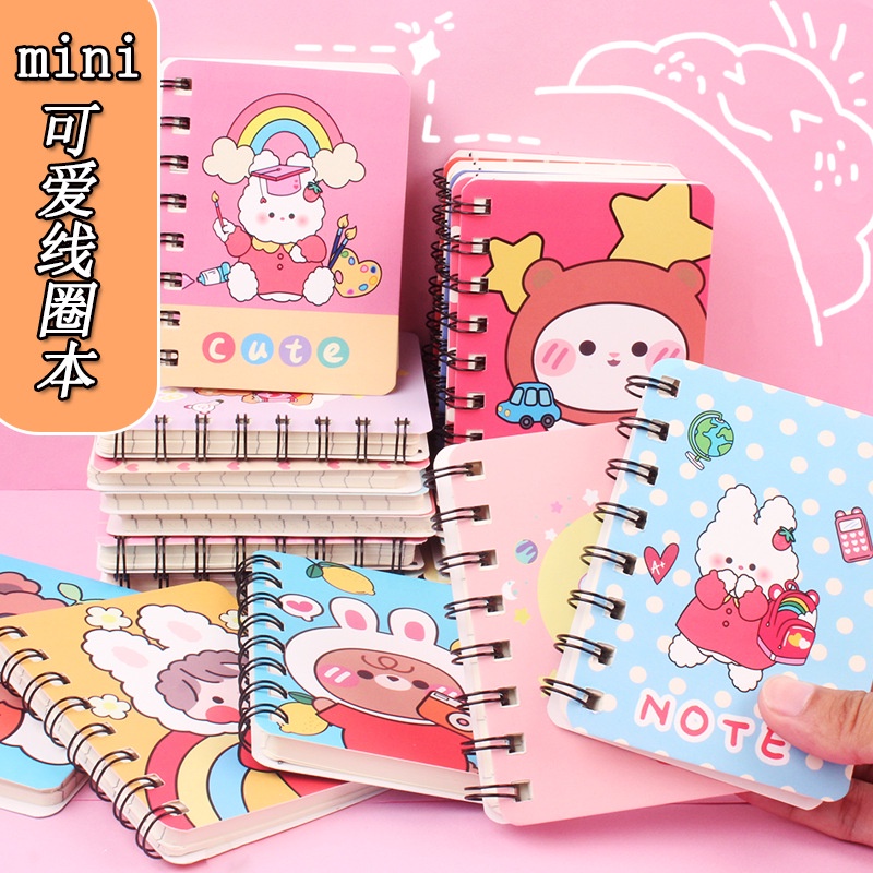 Sổ Tay, Note Ghi Chép Mini Lò Xo Gáy Xoắn Nhỏ Hình Hoạ Tiết Dễ Thương/ Viết Khủng Long Cute