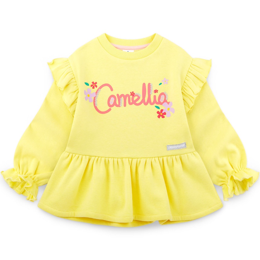 Áo váy nỉ lót lông Camellia bèo tay bé gái Jelis. HA2769