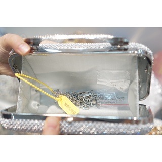 Clutch Dự Tiệc Đính  Đá 299 Bạc( ảnh thật)