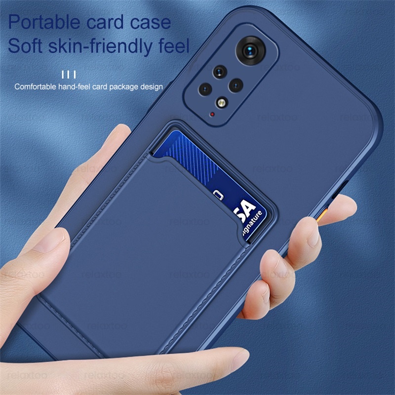 Square Card Slot Holder Back Cover Soft Shockproof Cover For Xiaomi Redmi Note 11 Pro Plus 11S 4G 5G