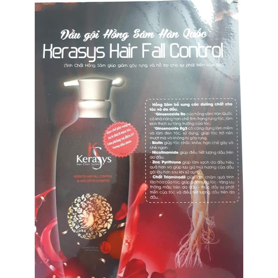 Dầu Gội, Xả Hồng Sâm - ngăn ngừa rụng tóc - Kerasys Hair Fall Control 400ml