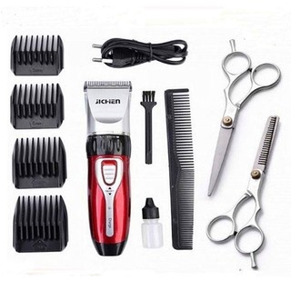 Tông đơ hớt tóc gia đình jichen 0817 tặng bộ kéo cắt tỉa cho bé