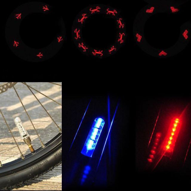 Đèn led gắn xe FREESHIP Đèn led chạy chữ gắn van xe máy, xe đạp, cơ chế rung đèn sẽ tự phát sáng và tạo chữ ngay 3413