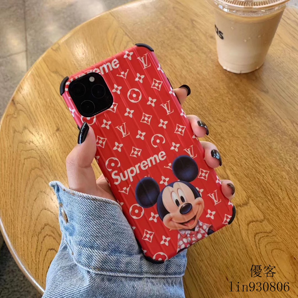 Lv Ốp Điện Thoại Họa Tiết Kẻ Sọc Hình Chuột Mickey Cho Iphone 12 Mini 11 12Pro Max SE2 Mobile