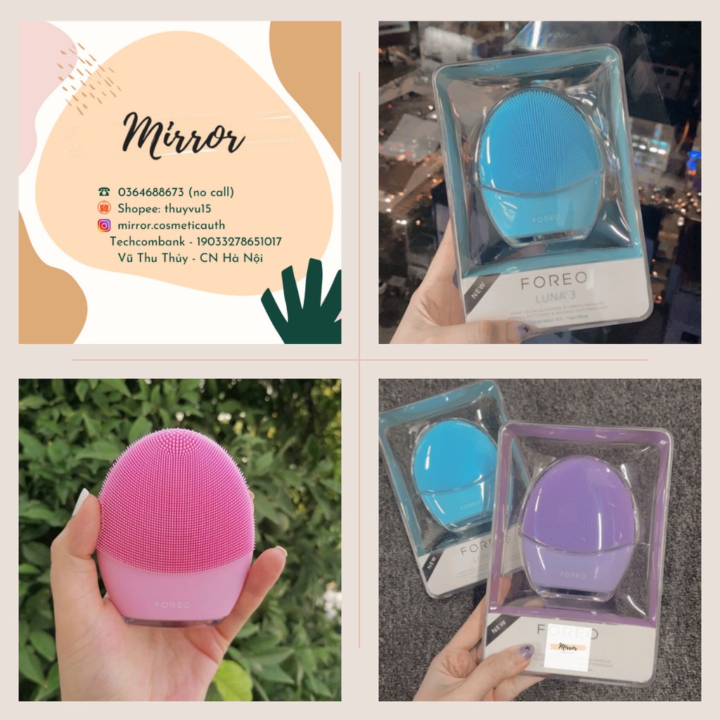 Máy Rửa Mặt F.oreo Luna 3 Màu Xanh, Tím Hồng