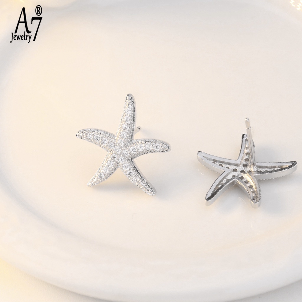 Hoa tai hình sao biển đính đá toàn diện phong cách thời trang Âu Mỹ