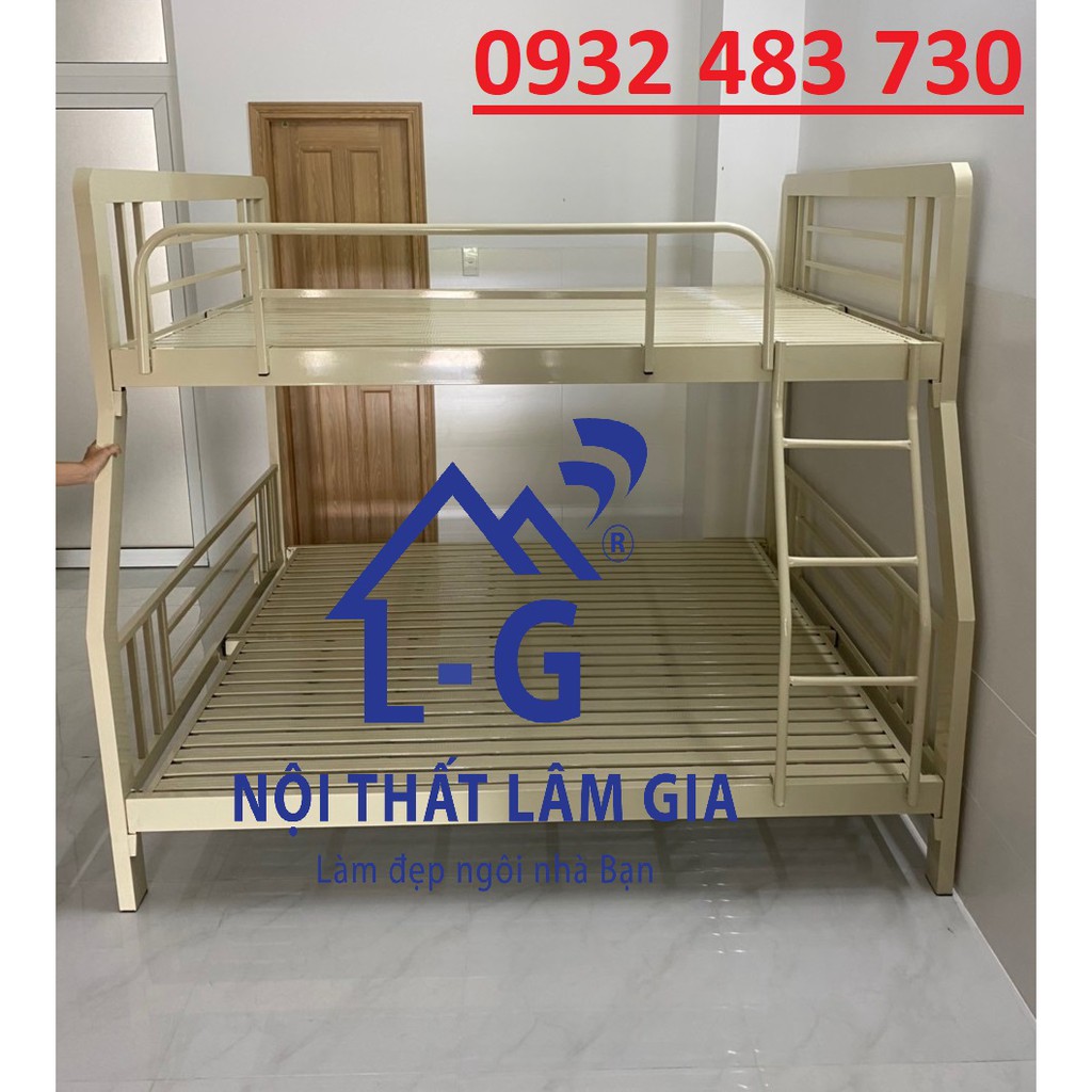 Giường tầng sắt hộp 48 - giường lệch tầng 1m4/1m6 giá tốt -video thật