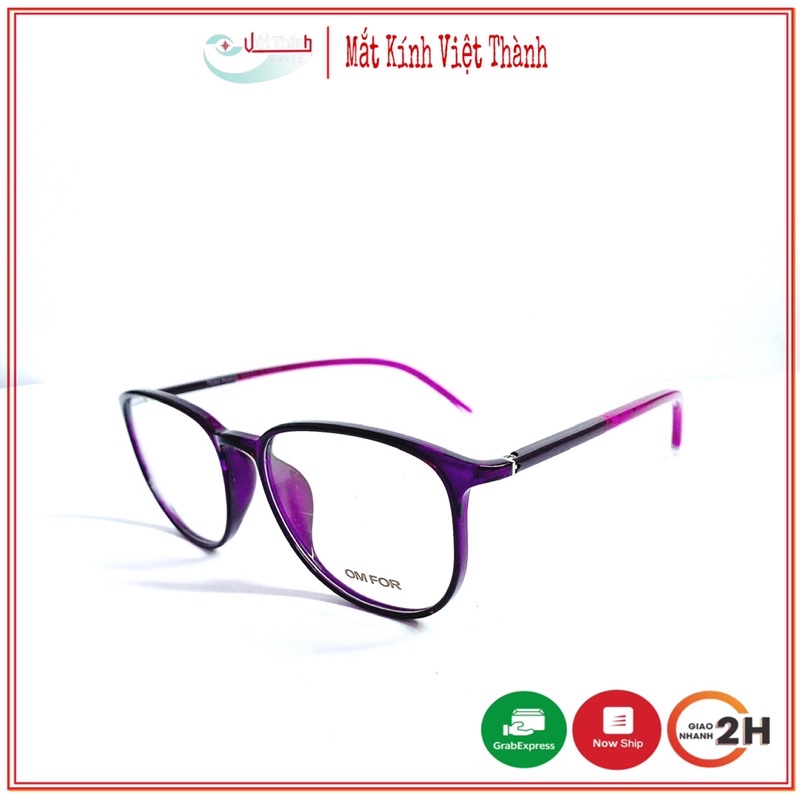Gọng Kính Hình Tròn Bầu Màu Tím Đen Lắp Được Mắt Cận