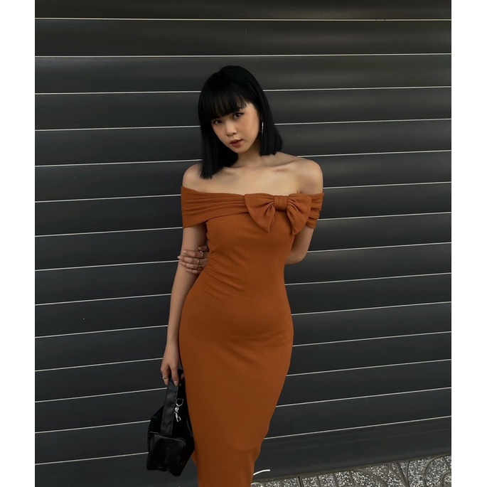 Đầm body trễ vai nơ - Tk778
