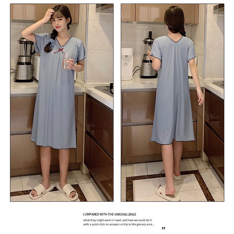Đầm Ngủ Mỏng Dáng Rộng Màu Trơn Có Đệm Ngực 200 Jin Plus 300 Jin Thời Trang Mùa Hè