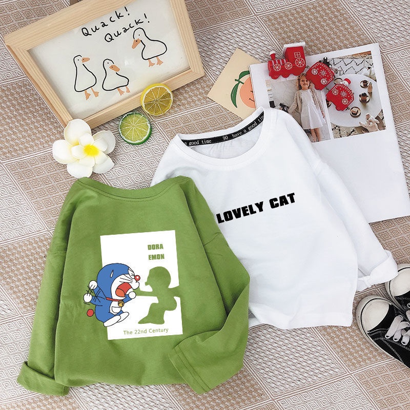 Áo Thun Cotton Tay Dài Mỏng Màu Trắng Hàng Mới Dành Cho Trẻ Em