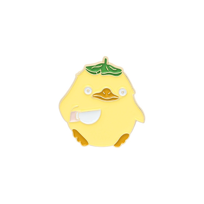 Ghim Cài Áo Hình Vịt Hoạt Hình Bằng Kim Loại Tráng Men